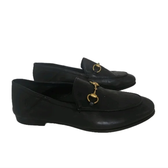 GUCCI Brixton Black Leather Horsebit Loafer Size EU 36.5 US 6.5 Collapsible Heel - Picture 4 of 16